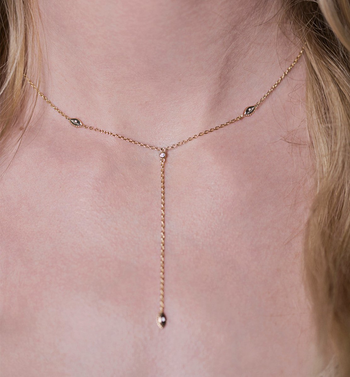 Aila Choker Lariat Necklace, Necklaces - AMY O. Jewelry