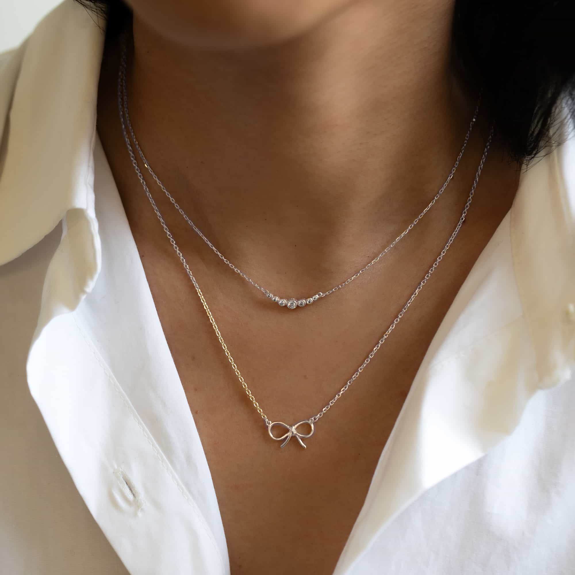 Necklaces For Women, Crystal Curved Bar Necklace