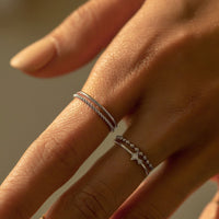 Thin Band and Rope Ring Set