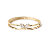 Tiny Pear Heart + Band Ring Set