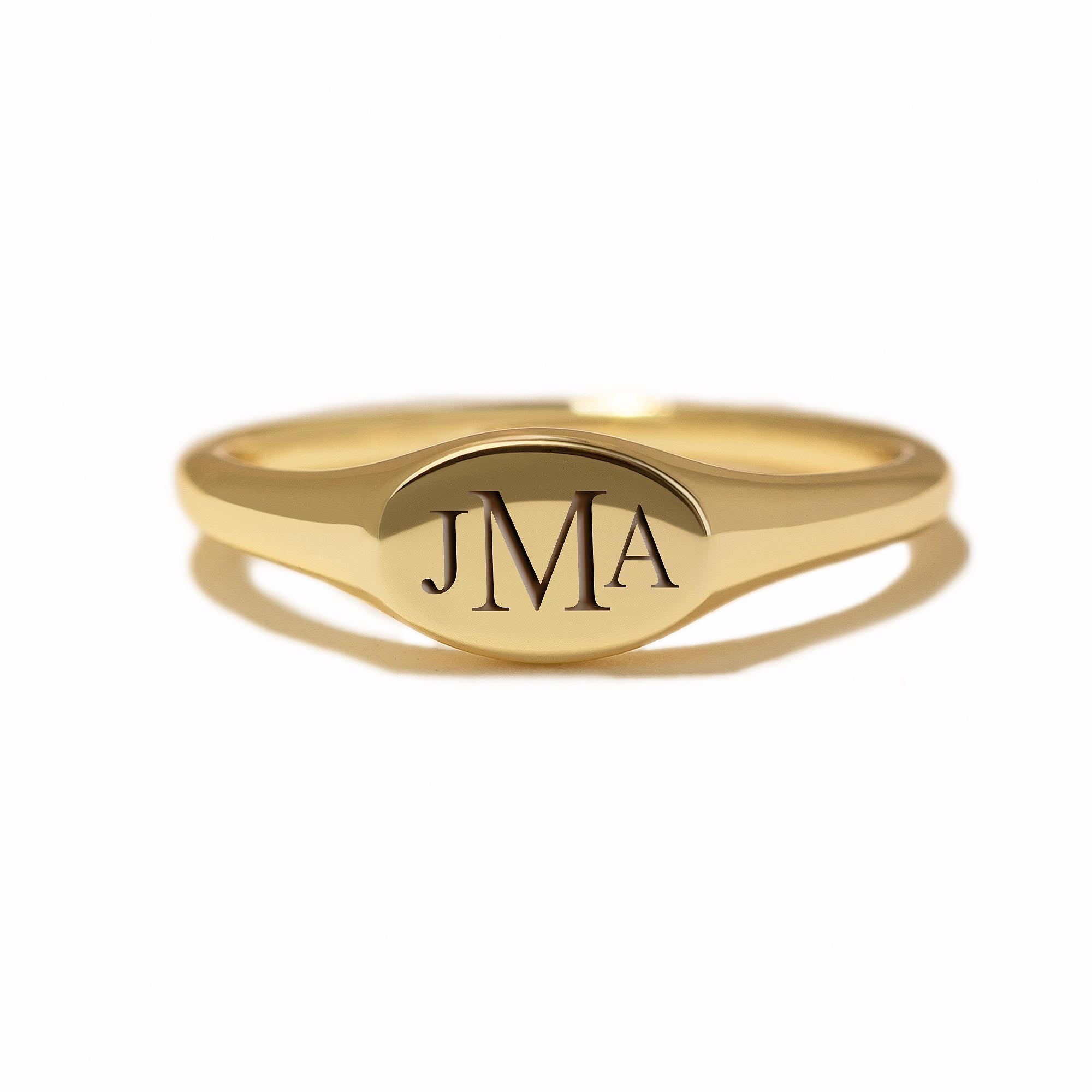 Engraved Monogram Oval Signet Ring