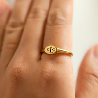 Engraved Monogram Oval Signet Ring