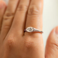 Engraved Monogram Oval Signet Ring