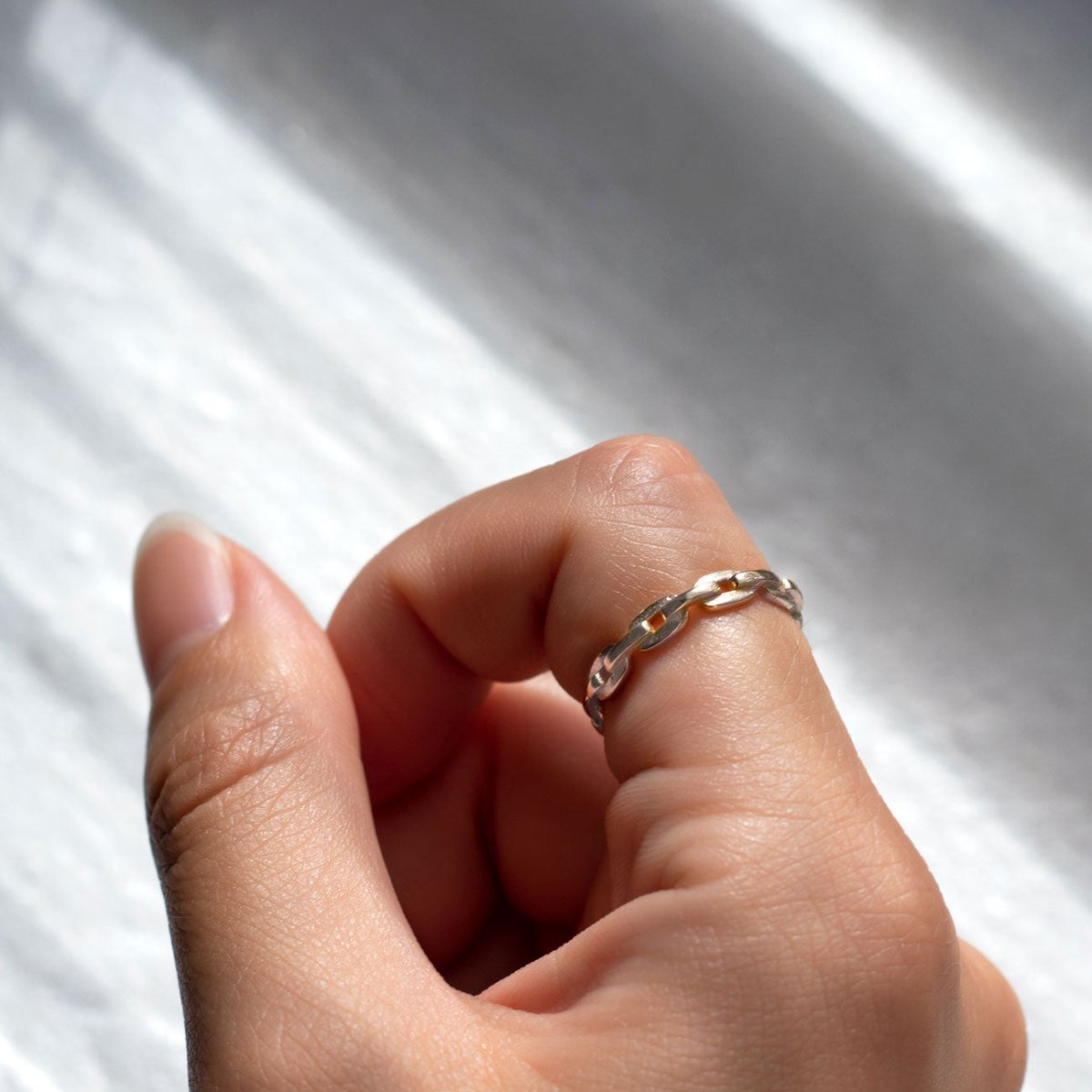 Edgy Sterling Silver Chain Link Ring