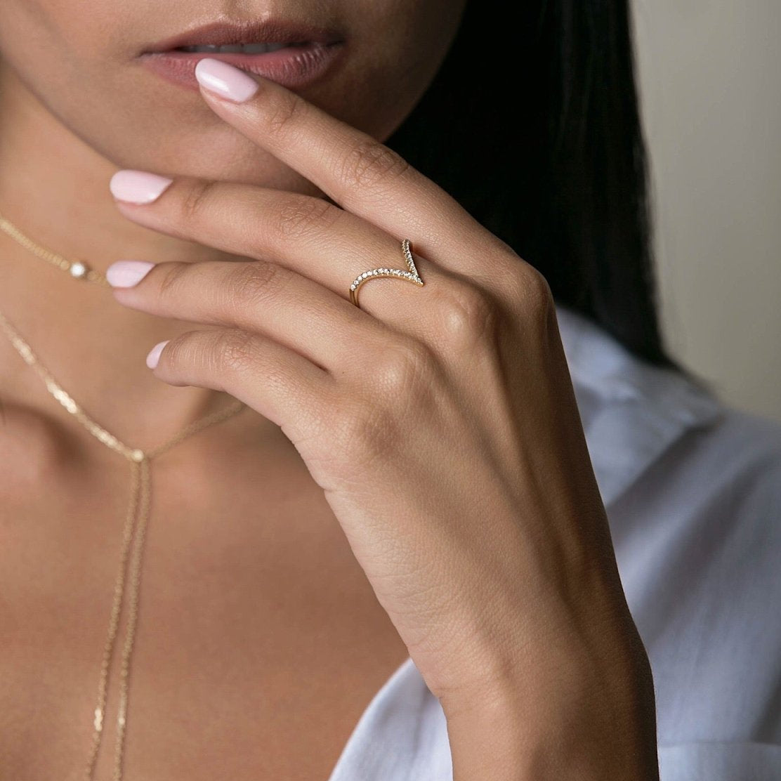 Pave Chevron Ring, Rings - AMY O. Jewelry