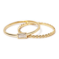 Baguette + Eternity Bead Ring Set