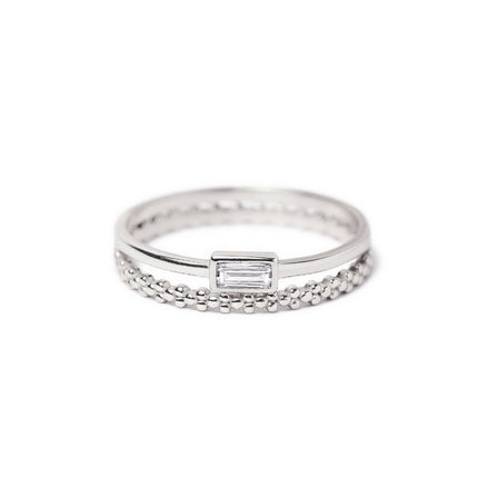 Baguette + Eternity Bead Ring Set