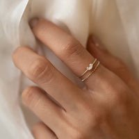 Dainty Sterling Silver Heart Ring paired with Bead Chain Ring