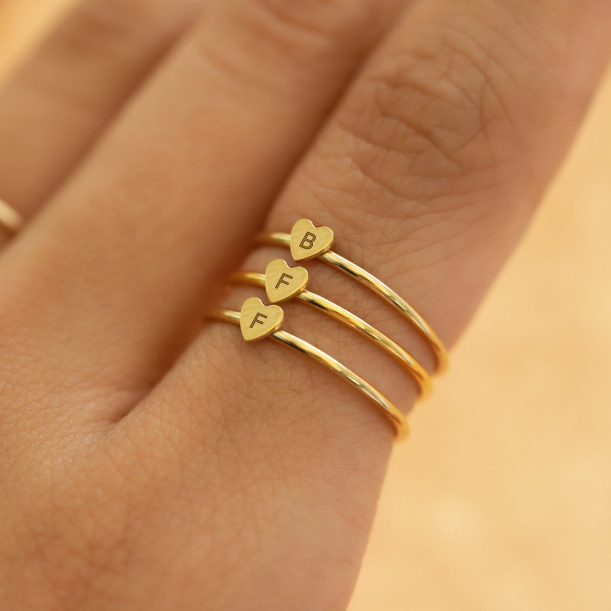 Add Initial to Tiny Heart Ring, Personalized Jewelry, Engraving Ring ...