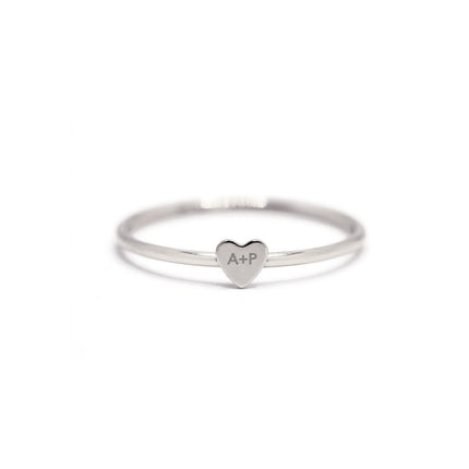 Tiny Heart Couple Initial Ring