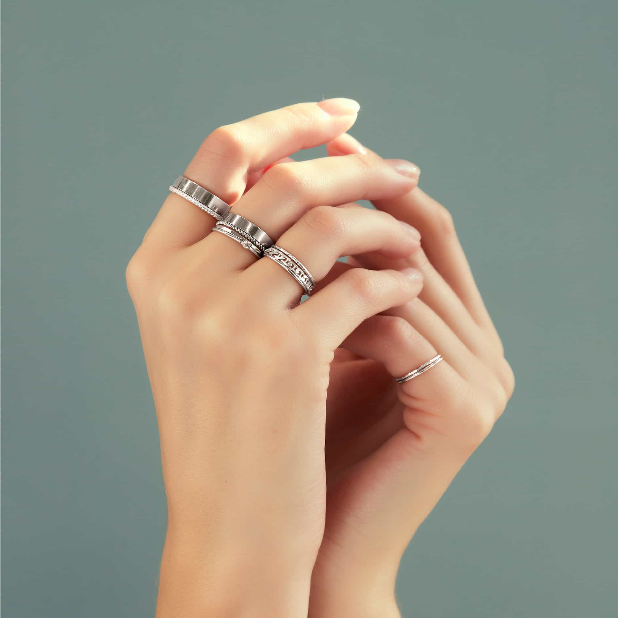 Classic Band and Rope Ring Set