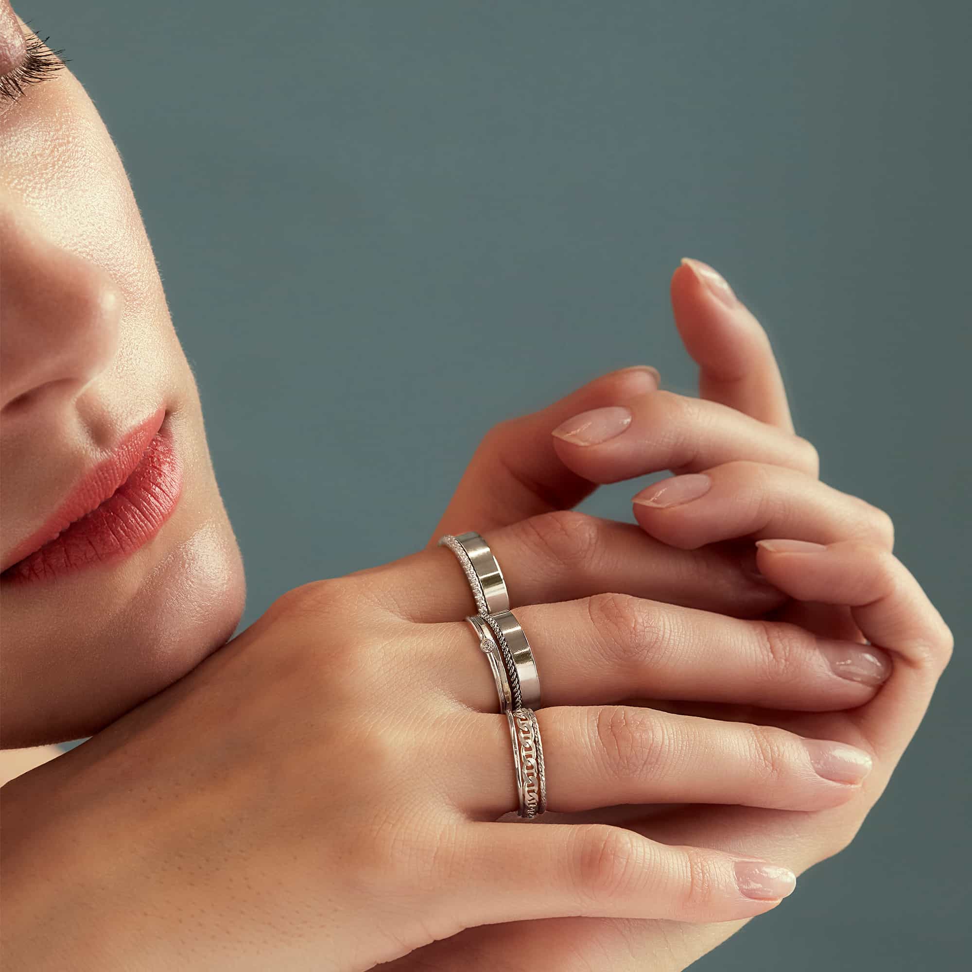 Classic Band and Rope Ring Set