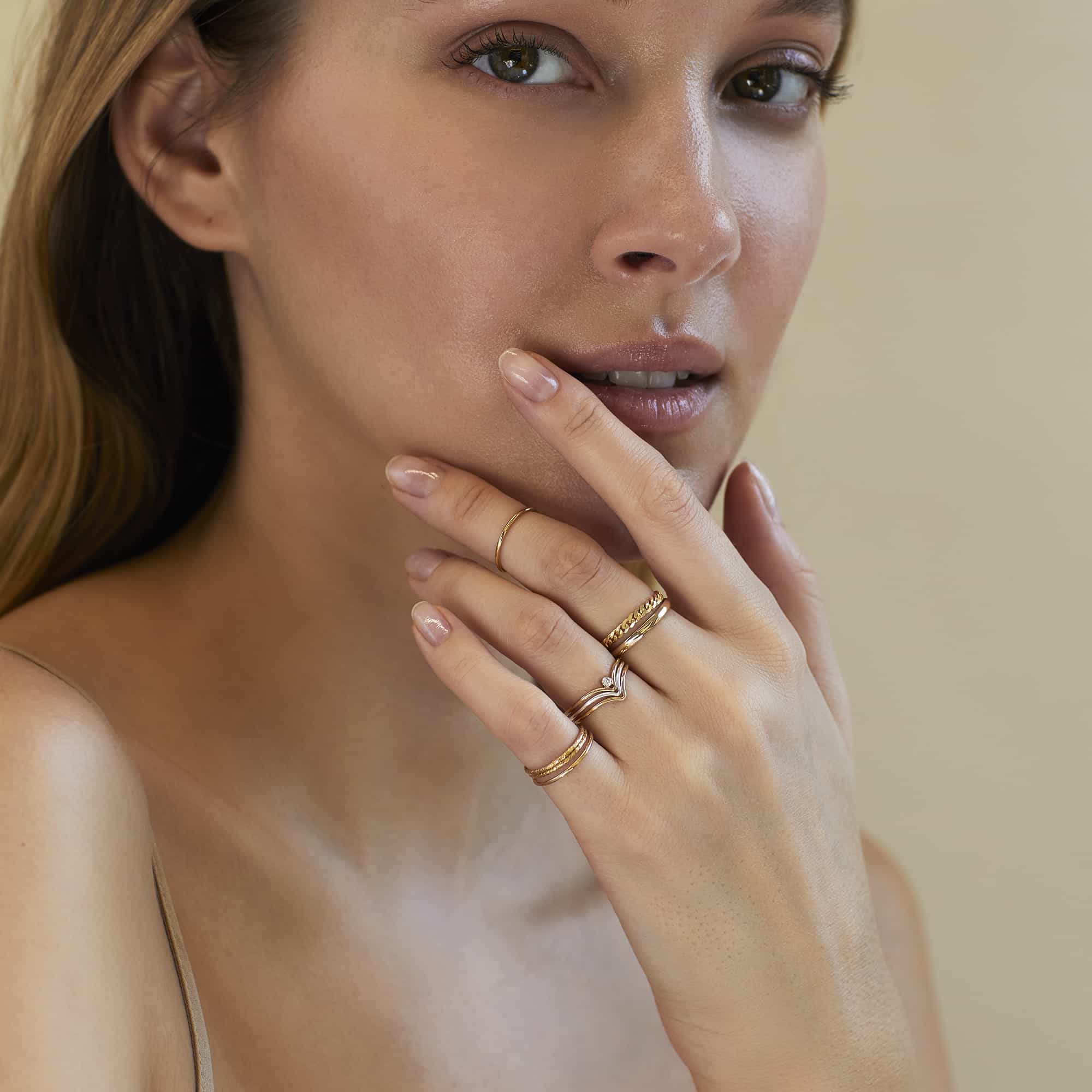 14K Gold Dainty Rings, Stacker Rings, Thin Stacking Ring 14K Gold / US 5 14K Gold Dainty Rings, Stacker Rings, Thin Stacking Ring 14K Gold / US 5
