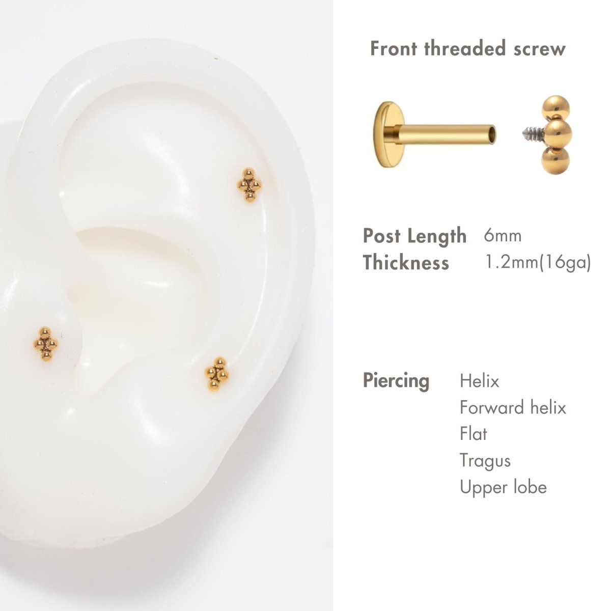 Tiny Quad Beaded Flat Back Stud