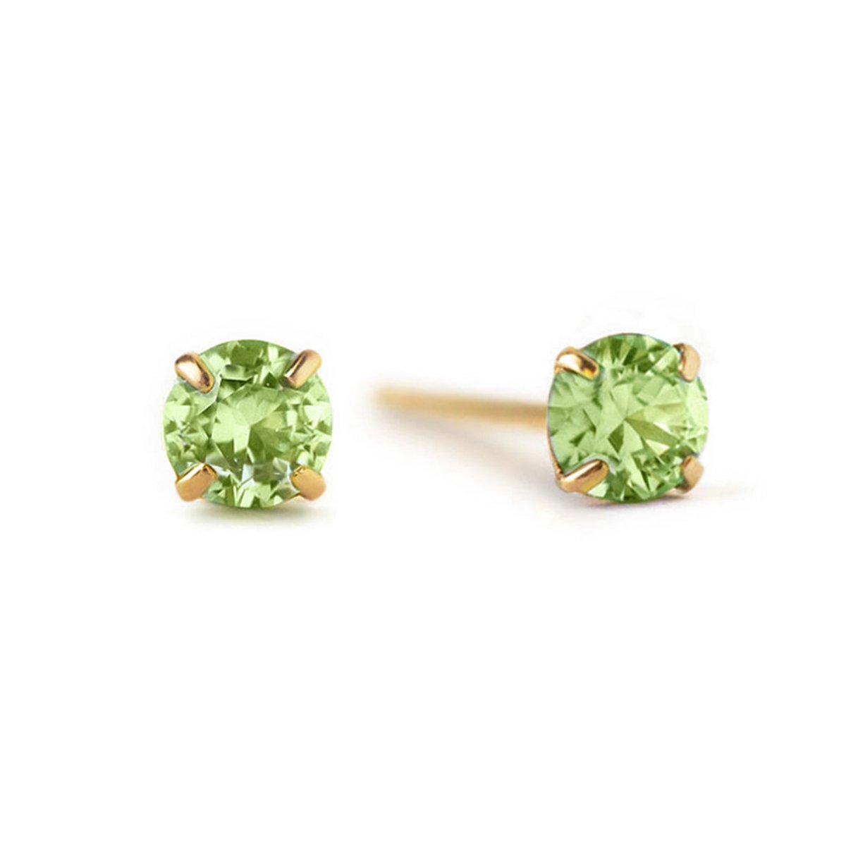 Peridot Stud Earrings, 14K Gold Studs, August Birthday Gift – AMYO