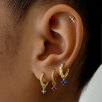 Tiny Gemstone Earring Charm Blue