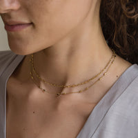 Gold Figaro Chain Necklace, Dainty Layered Choker for Women Gold Vermeil / 13-16in (33-40cm)
