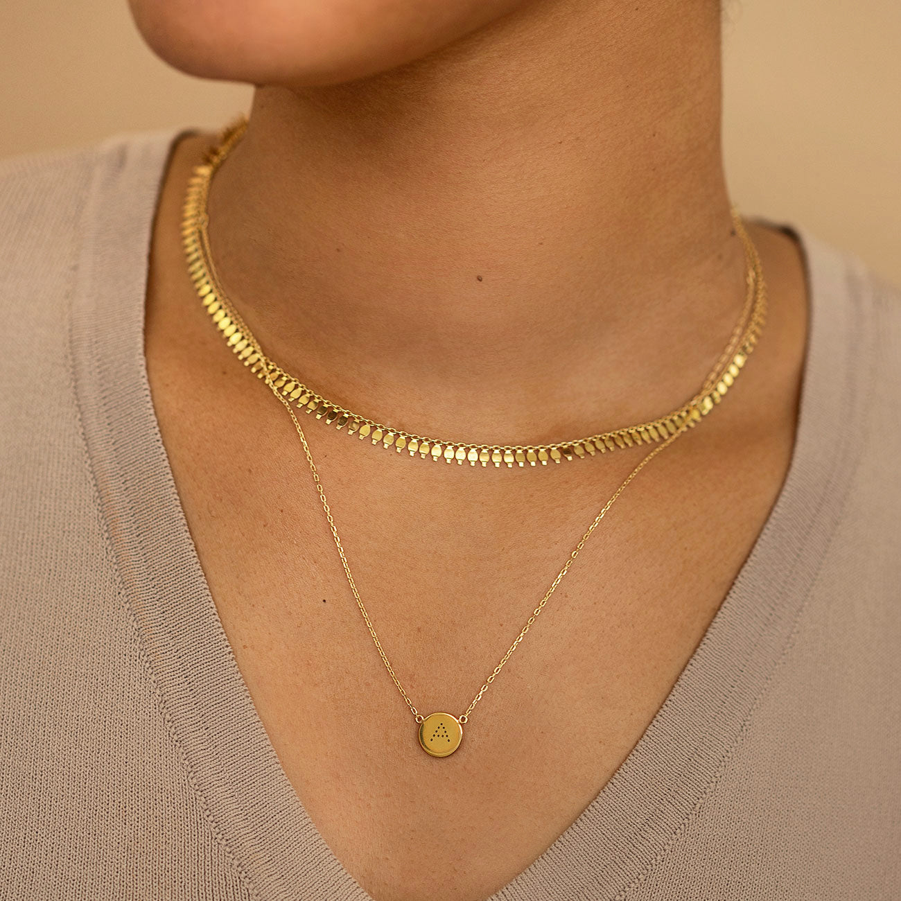 Dotted Initial Disc Necklace