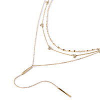 Mika Clover Lariat Layered Necklace, Gold Multi Layer Necklace
