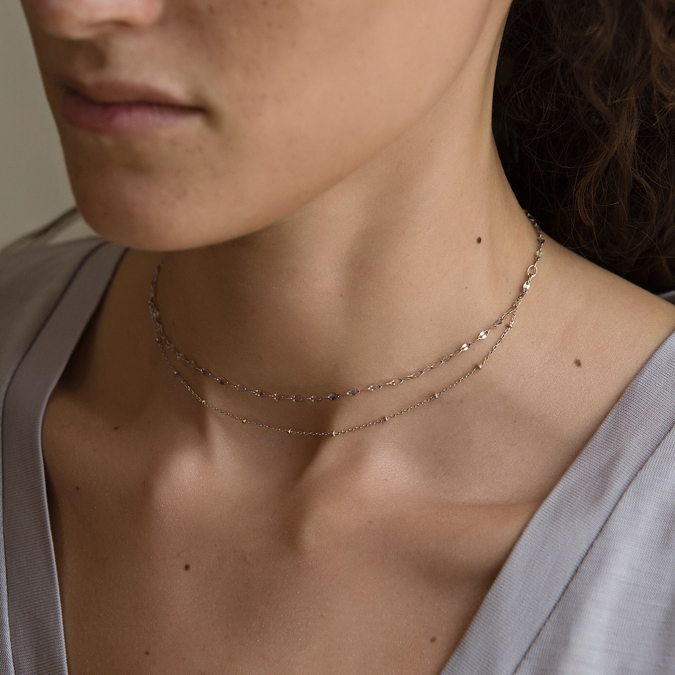 Sterling Silver Layered Choker Set