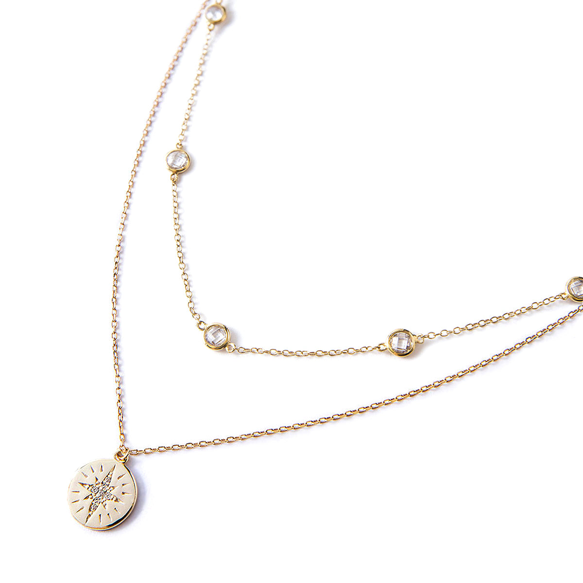 Crystal Chain Star Disc Layered Duo
