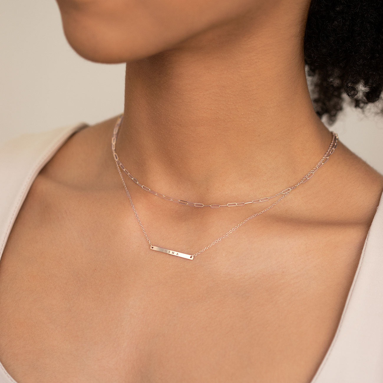 Thin Bar Engraved Necklace