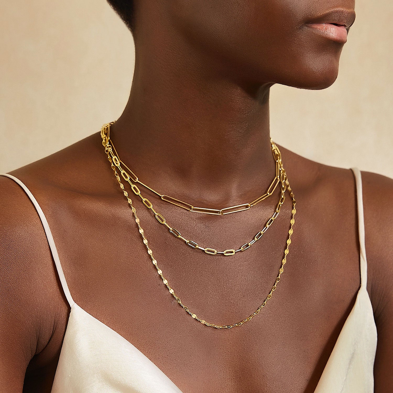 Gold Link Chain Necklace, Dainty Layered Choker for Women