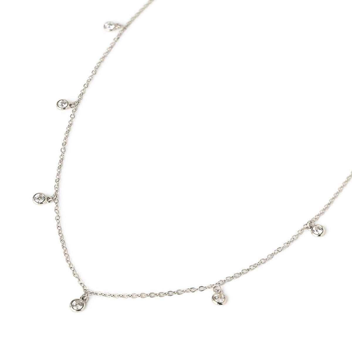 Sterling Silver Tiny Dangle CZ Crystal Necklace