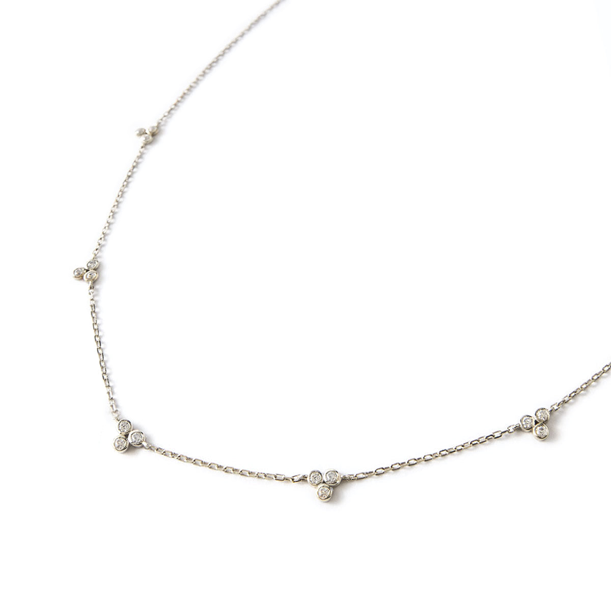 Sterling Silver Clover Crystal Necklace