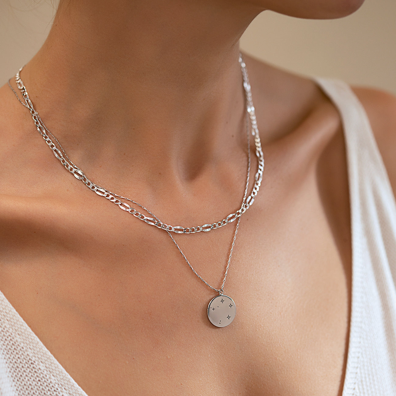 Constellation Zodiac Disc Necklace