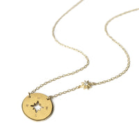 Gold Compass Necklace with a tiny Star