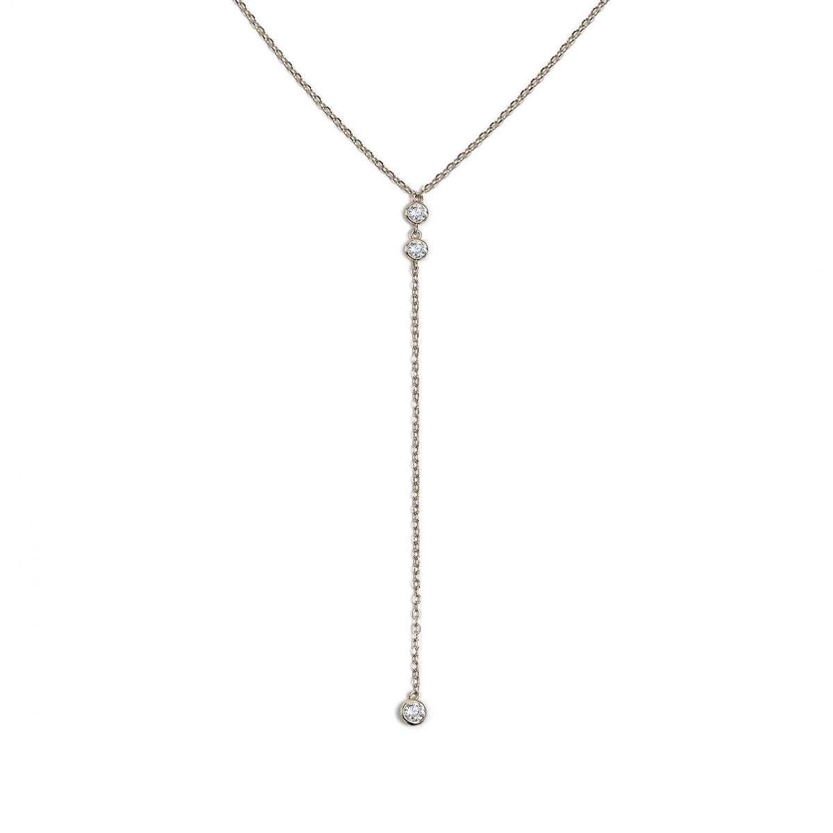 caption:Duet Crystal Lariat Necklace 