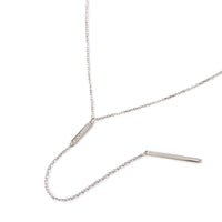 Sterling Silver Pave Bar Lariat Necklace