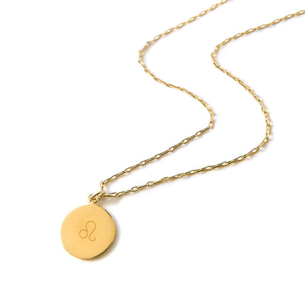 14K Yellow Gold Round Disk Necklace