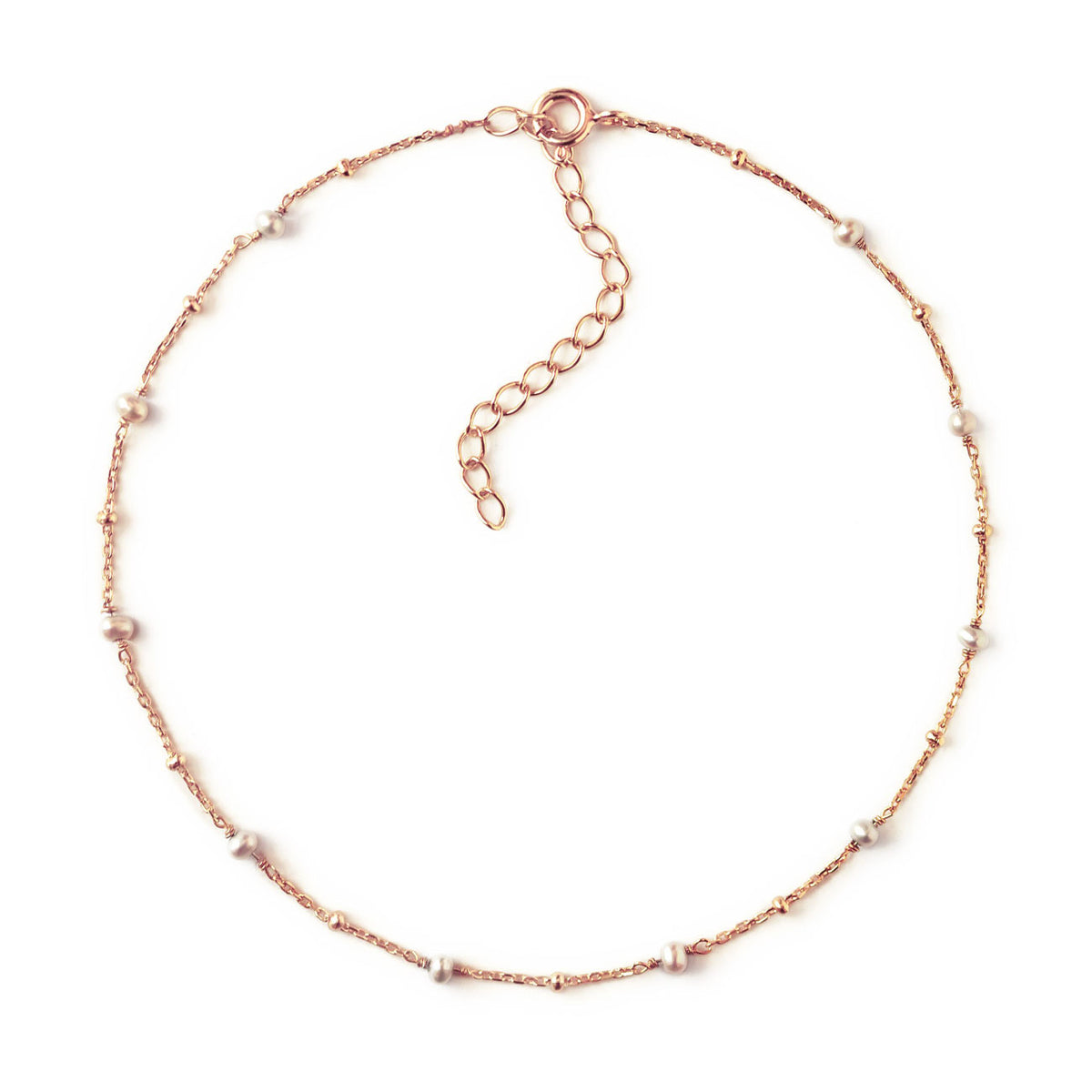 Delicate Pearl Chain Anklet, Minimal Ankle Bracelet, Rose Gold Anklet –  AMYO Jewelry