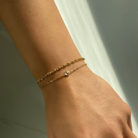 Gold Marina Chain and CZ Crystal Bracelet Stack 