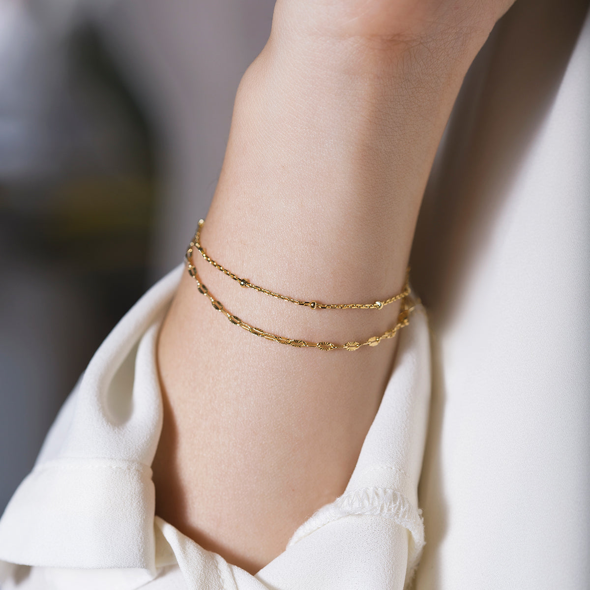 Dainty Double Layered Gold Bracelet, Delicate Gold Bracelets – AMYO Jewelry