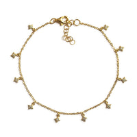 Gold Starburst Dangle Bracelet with Cubic Zirconia crystals