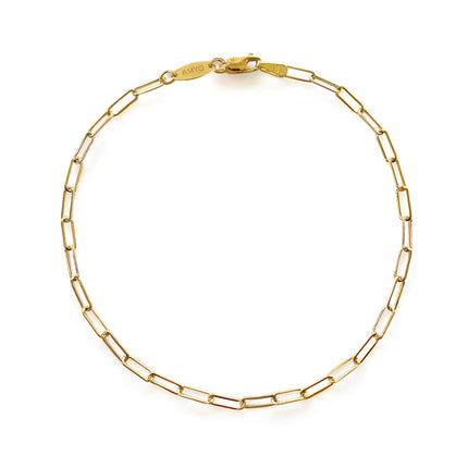 14K Gold Chain Link Bracelet, Solid Gold Bracelet, Long Oval Link Chain ...