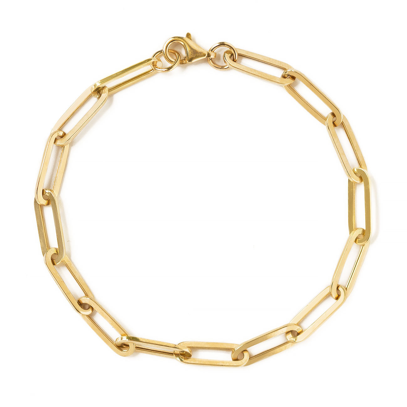 14K Gold Paperclip Link Chain Bracelet