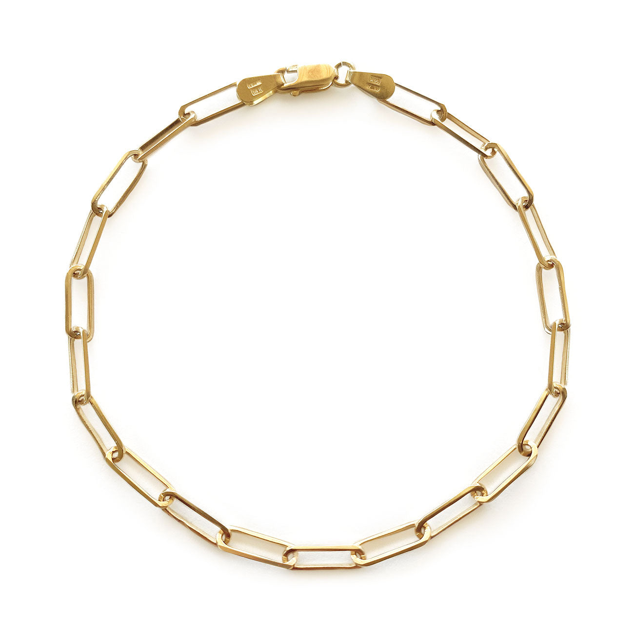 14K Gold Chain Link Bracelet, Solid Gold Bracelet, Long Oval Link Chain 14K Gold / 7in(17.8cm)