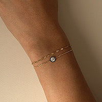 Single Gemstone Circle Bracelet Mother of Pearl