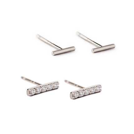 White Gold Bar Stud Earrings by Carla | Nancy B. | Skeie's Jewelers