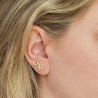 Gold Leaf Ear Climber Earrings As Worn