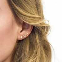 Leaf Ear Climber Earrings, Earrings - AMY O. Jewelry