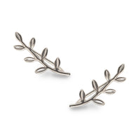 Sterling Silver Leaf Ear Climber Earrings, Earrings - AMY O. Jewelry
