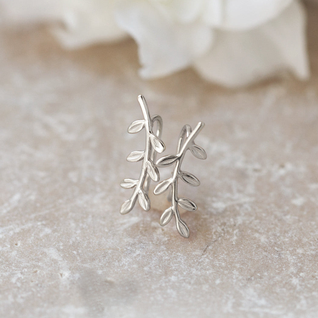 Leaf Ear Climber Earrings, Earrings - AMY O. Jewelry