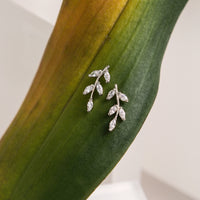 Crystal Leaf Ear Climbers, Earrings - AMY O. Jewelry