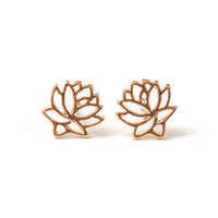 Rose Gold Lotus Stud Earrings
