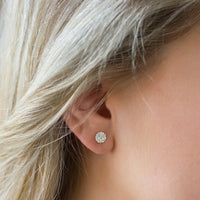 Sterling Silver Round Pace CZ Stud Earrings